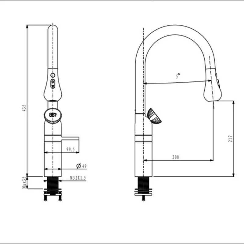 ZAPPO 3 Modes Kitchen Faucet Rose Gold 360 Swivel Pl Down Sink Faucets LED Temperature Display High-arc Hot Cold Mixer Tap Y251104