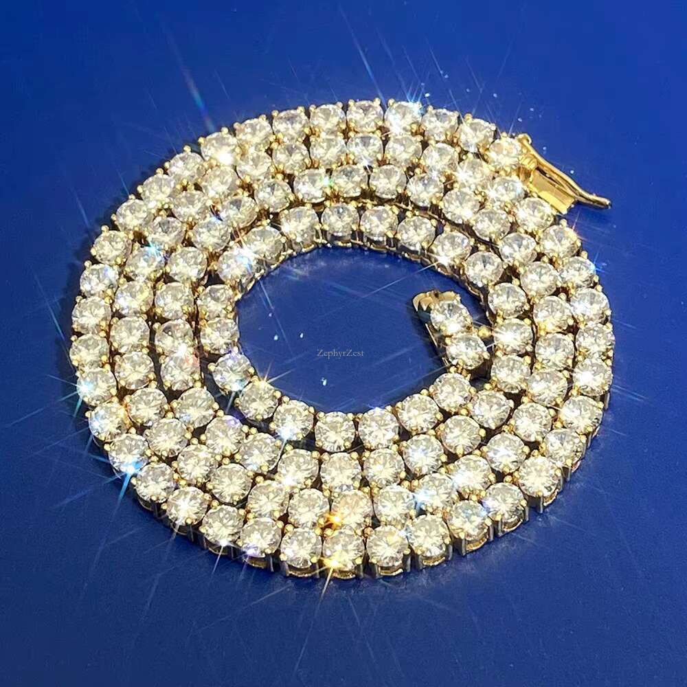 Hip Hop Popular Jewelry Iec out 5A Zircon Dia Gold Plated Sier Round Tennis Chain Necklace for men