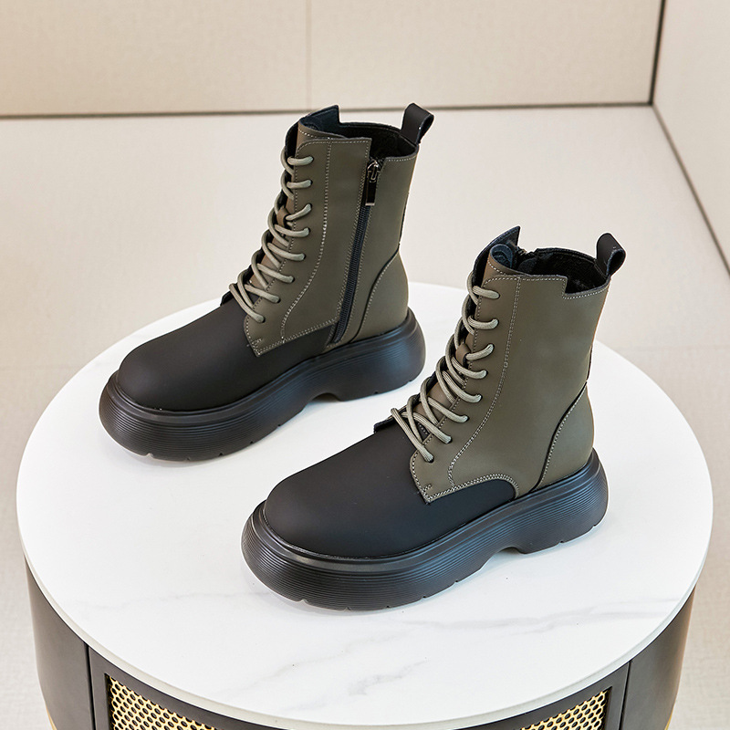 Martin women in the spring and autumn of 2025, new leather British thick soled midsole short for couples, men's motorcycle boots