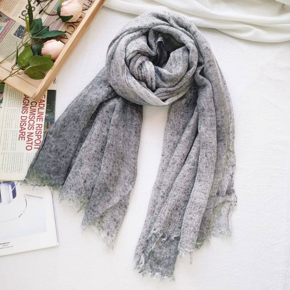 K304 Spray-dyed thin wool scarf for women solid color scarf winter Korean style pockmarked flowered ladies shawl