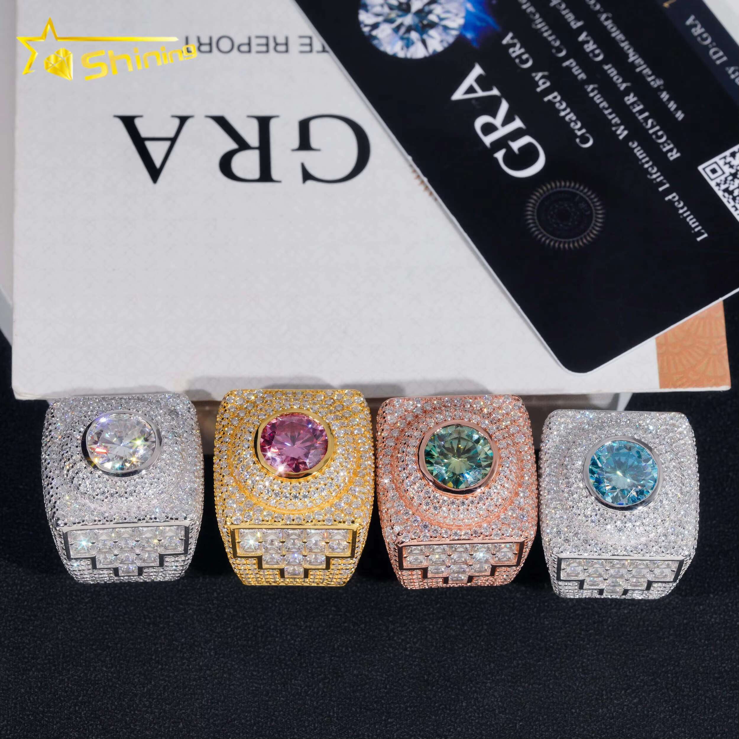 Newest Luxury Mens Moissanite Pass Diamonds Tester GRA Certificate S925 Gold Plated Iced Out Hip Hop Jewelry