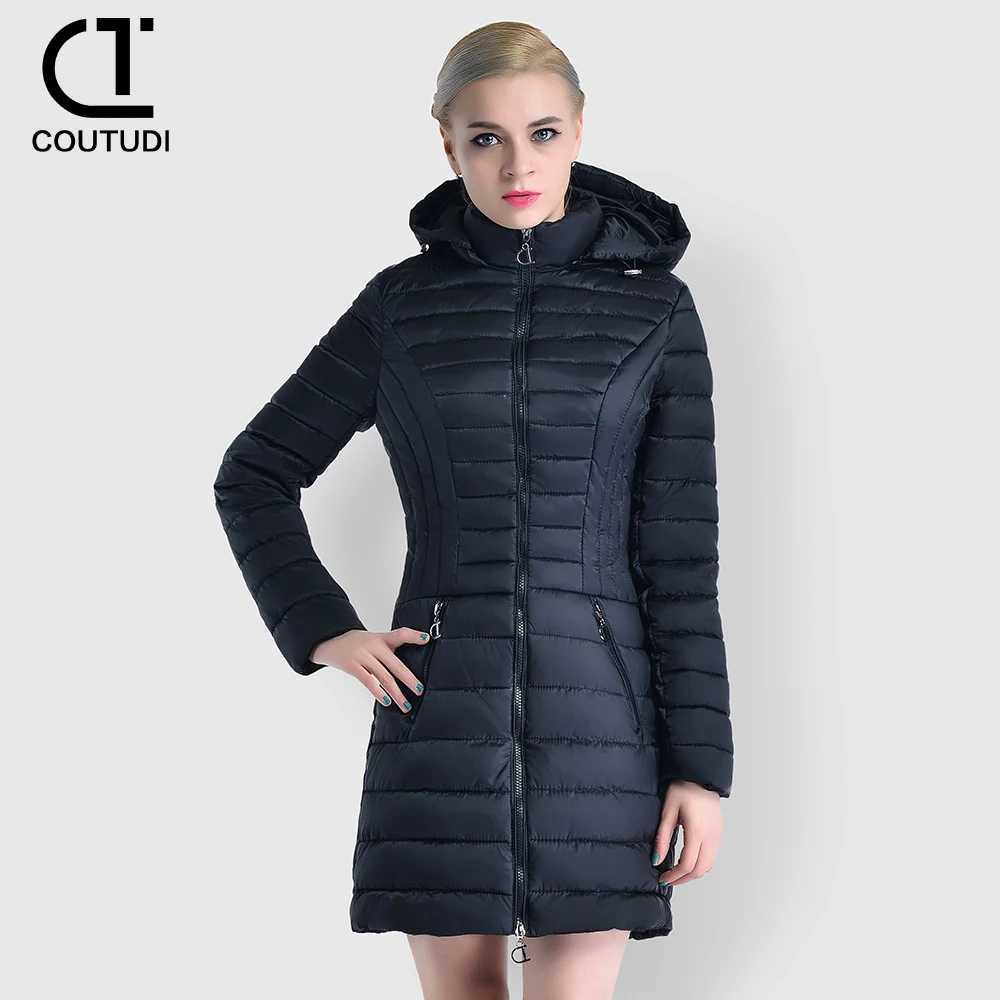 COUTUDI-Womens Winter Long Down Coat Slim Hooded Warm Jacket Padded Puffer Female Overcoat Womens Clothing Long Parkas J251104