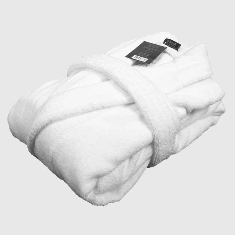 Winter Cotton Bathrobe Thick Dressing Gown White Bathrobe Men Solid Color Mens Cotton Robe Home Clothes Sleeping Robe For Men C251104