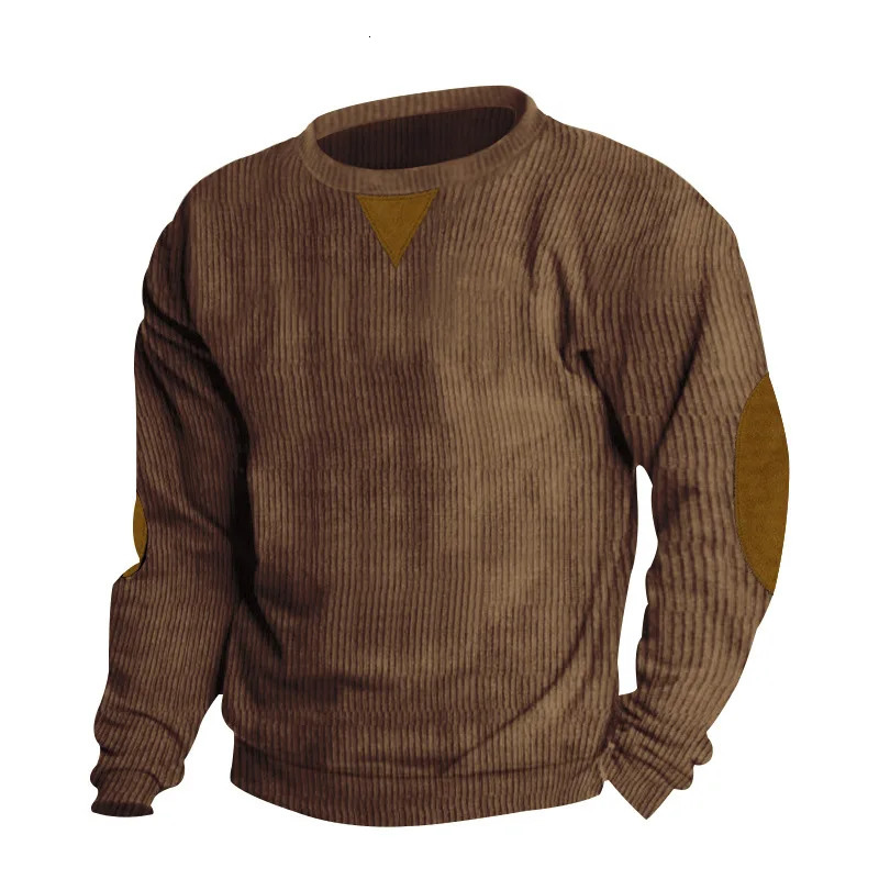 2024 selling spring and autumn European mens round neck casual stand up collar Corduroy long sleeved sweater 250321