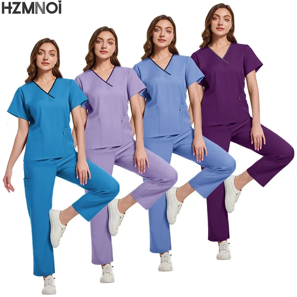 Beauty Salon Women Work Uniforms Plus Size Short-sleeved Health Services Suits Working Suits Summer Fashion Pet Scrubs Costume 250403