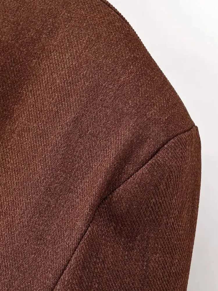 HH Womens Autumn Chic Fashion Elegant Shoulder Pad Spliced Short Jacket Female Simple Elegant Stand Collar Long Sleeve Jacket J251103