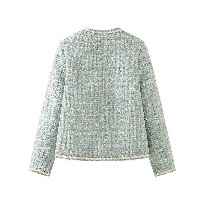 EVNISI Elegant Women Tweed Cardigan Coat With Pocket Casual Single Breasted Office Jacket Autumn Winter Loose Women Outwear J251103