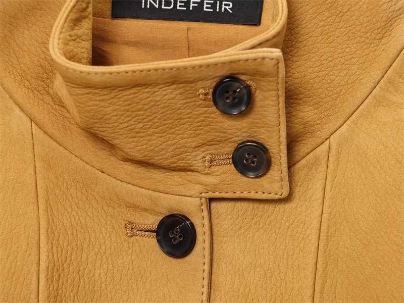 Womens Jacket 2025 New Bomber Jacket Leather Fabric Stand Collar Single Breasted Womens Casual High Street Coat J251103