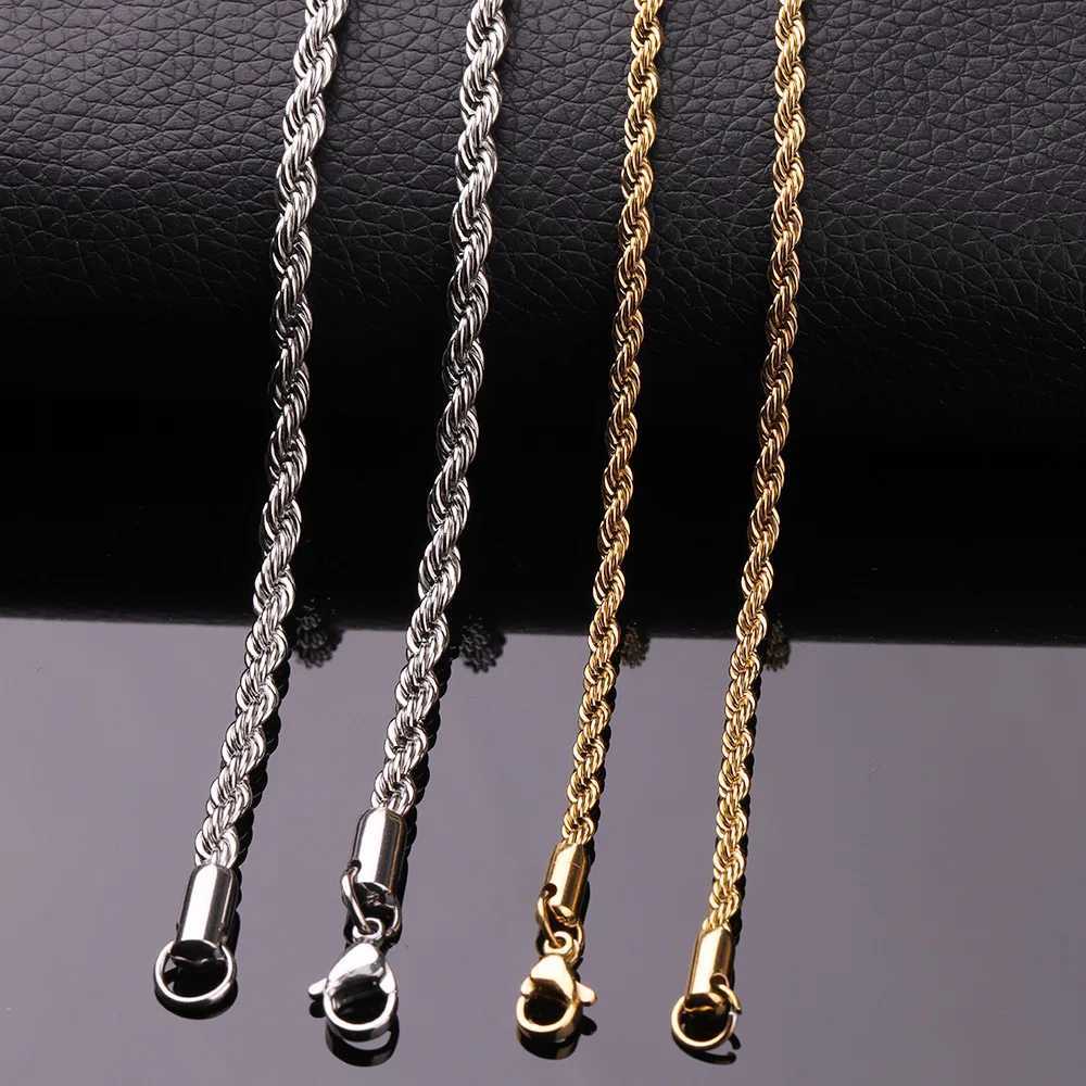 HNSP 316L Stainless Steel Twisted Rope Chain Necklace For Men Women Jewelry AccessoriesXJ251104