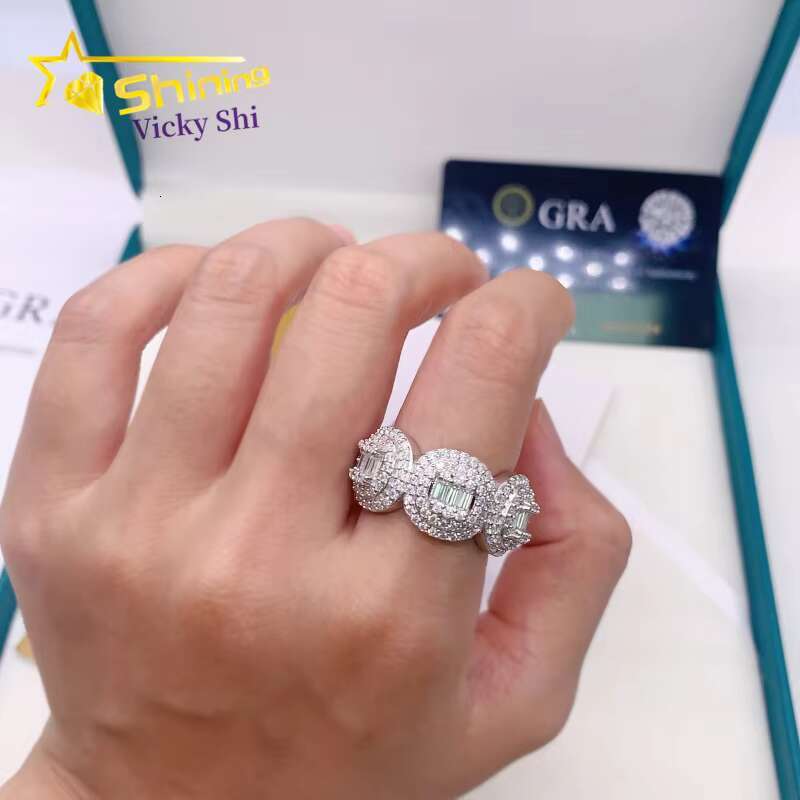 Shining Jewelry Hot Selling Hip Hop Ring High Quality 925 Sterling Silver Ice Out Moissanite Men Diamond Ring