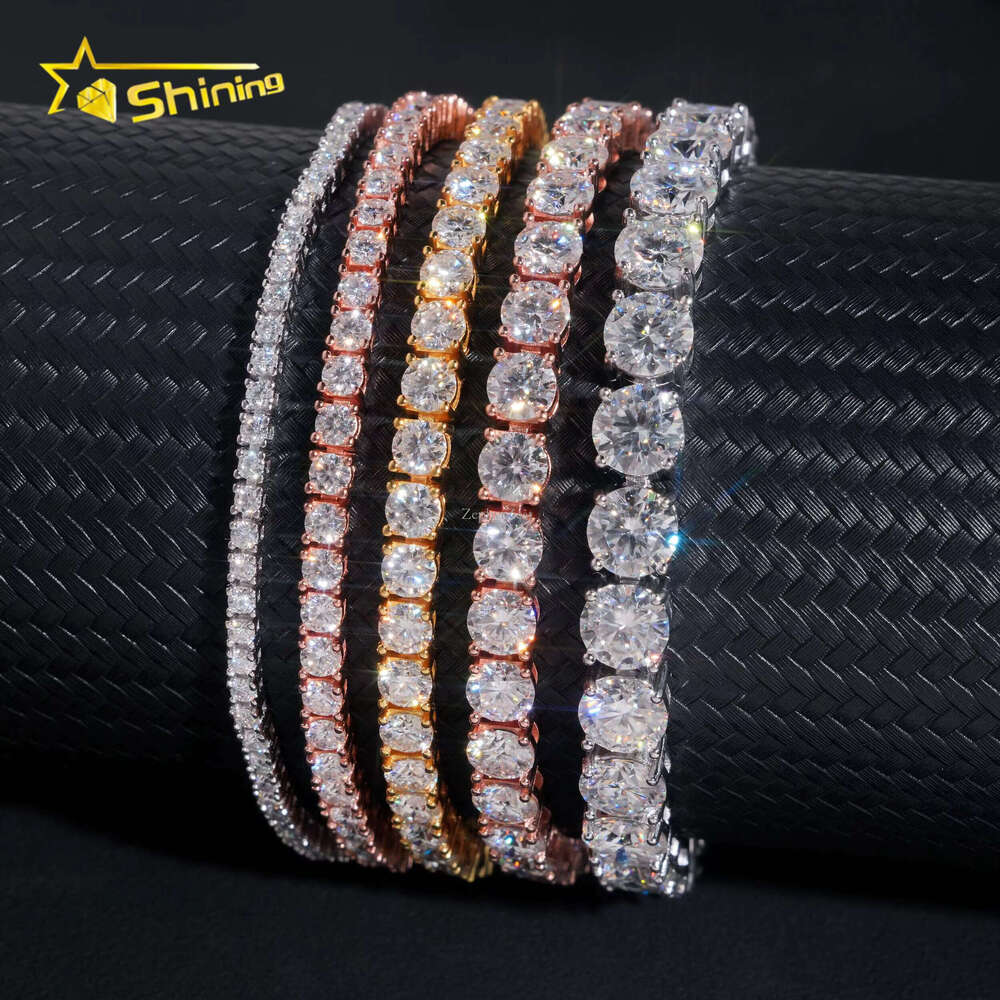 Wholesale Factory Price Iced Out 2mm 3mm 4mm 5mm 6.5mm Sterg Sier Lab Dia VVS Moissanite Tennis Chain