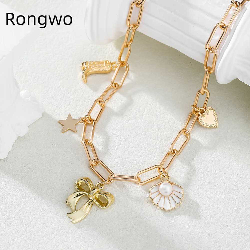 Exquisite Charms Pearl Pendant Necklace for Women Stainless Steel Gold Color Bow Charm Choker Conch Shell Fashion Jewelry GiftsXJ251104