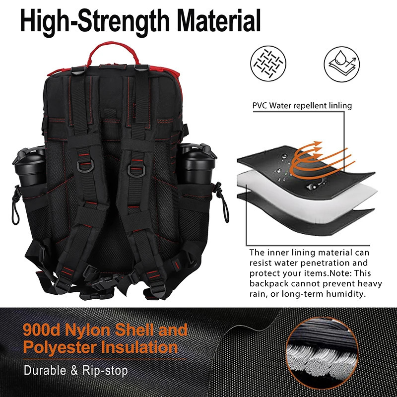 LHI 25L35L45L Gym Backapck Tactical Athlete Sports Fitness Bag Exercise Workout Weekend Travel Daypack with Bottle Holder 251104