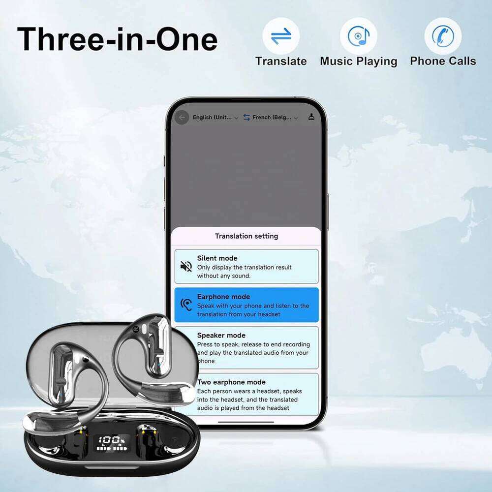 Q28 hanging ear headphones AI Translator Earbuds144 Languages Bluetooth Real Time Translation Earphones Noise Cancelling Wireless Earphone