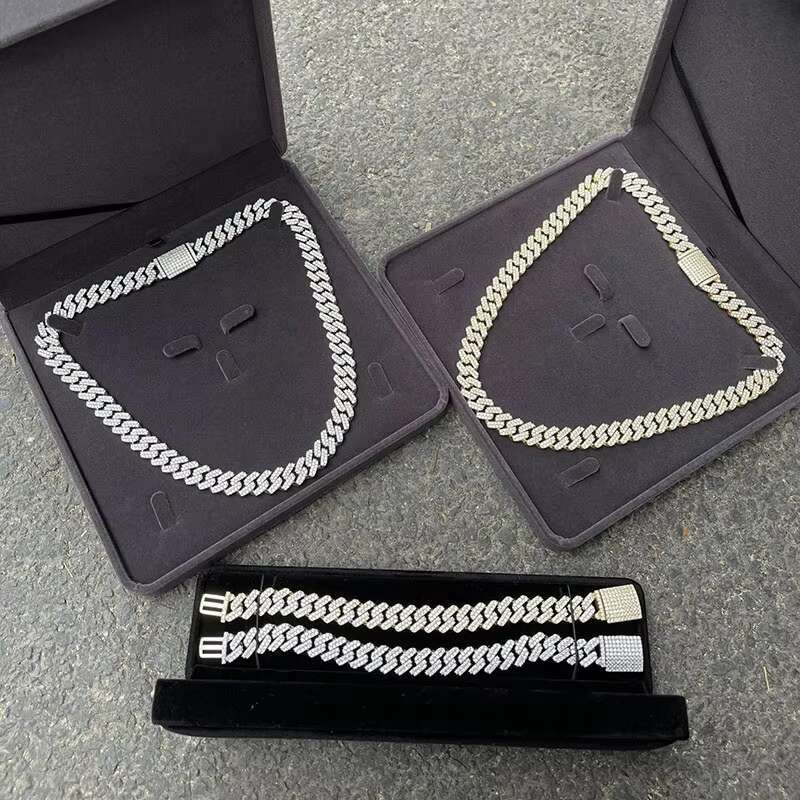 15MM VVS Sterling Silver 925 White Gold Miami Cuban Link Iced Out Natural Moissanite Cuban