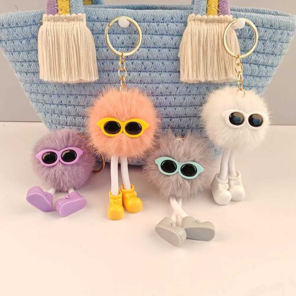 Hot Sale Creative Plush Keychain Cute Long Legs Bag Pendant Coal Ball Plush Couples Keyring Gift C251104