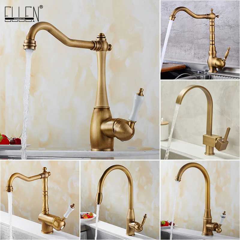 Antique Bronze Kitchen faucets 360 Rotate Swivel Faucet Hot Cold Water Tap Mixer Kitchen Sink Faucet ELK331 Y251104