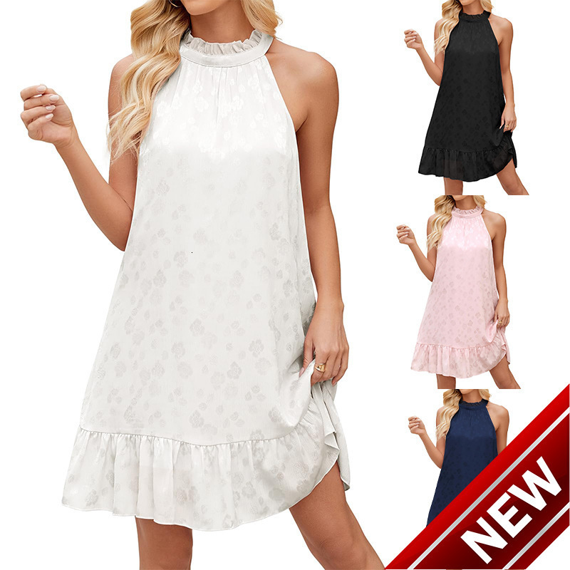 New 2025 Summer Fashion Loose Casual Round Neck Lace A-line Dress for Women
