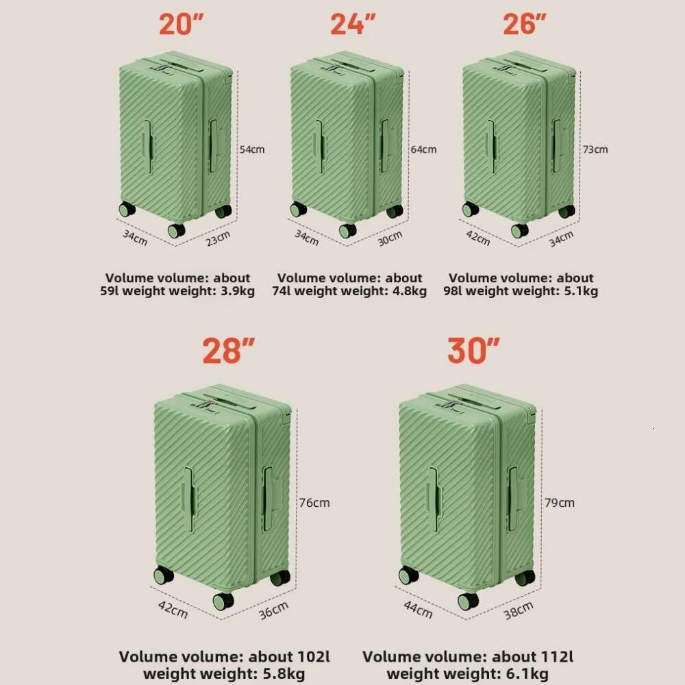 Luggage Large capacity 20/24/26/28/30 Travel roll Usb charging port designer bag Wide trolley case with rotating wheel