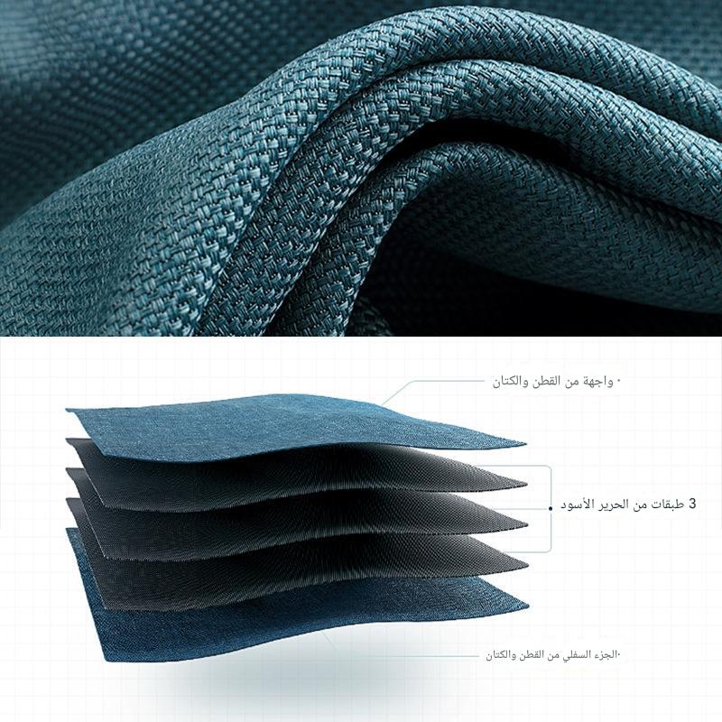 D322 custom double-sided linen high blackout curtains sunscreen soundproof Chinese style living room bedroom cotton and linen splicing finished curtai