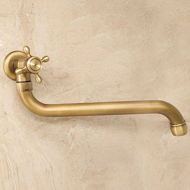 Antique Bronze Wall Mount Outdoor Mop Sink Faucet - Rotatable Spout Cold Water Kitchen Pool Utility Faucet Y251104