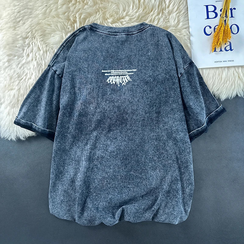 Mens T-shirt Gothic printed T-shirt large loose fit unisex T-shirt casual round neck short sleeved top 250403