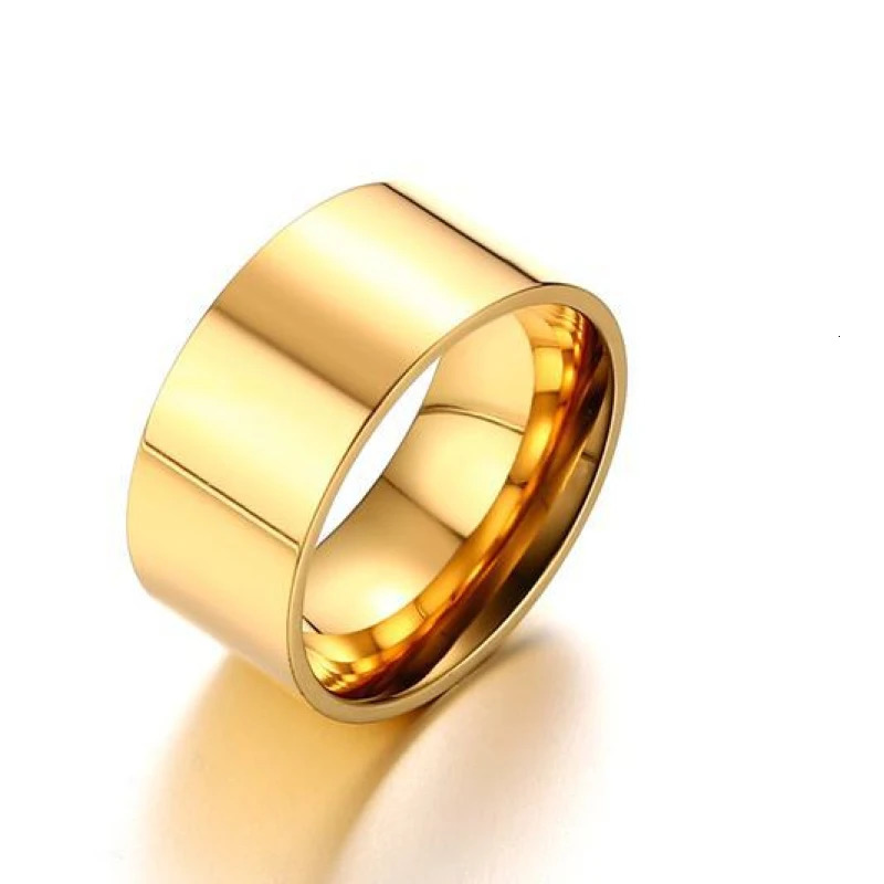 QianBei 8mm Classic Wide Chunky Ring for Men Gold Color Silver Color Black Stainless Steel Male Ring Alliance Wedding Jewelry 251031