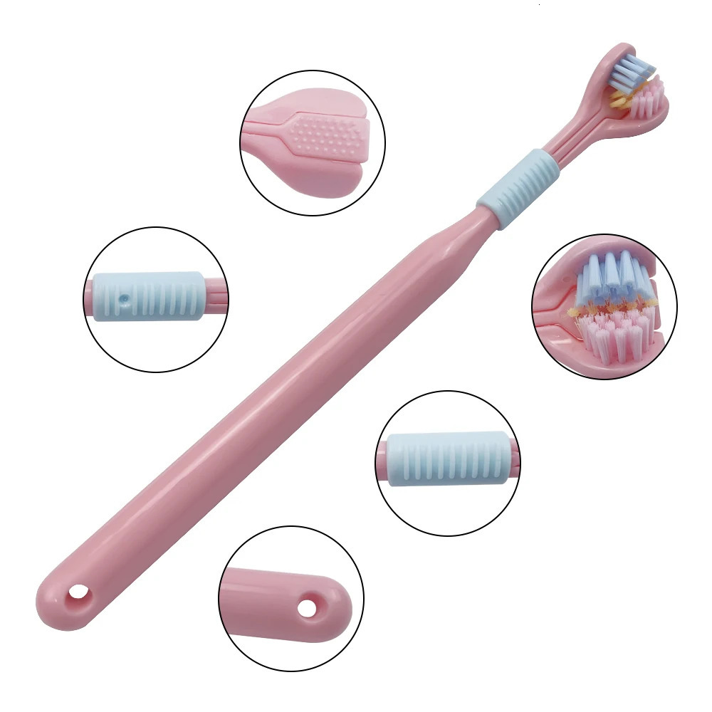 Adult toothbrush with three sided soft bristle teeth whitening brush 360 ° cleaning oral care 250325