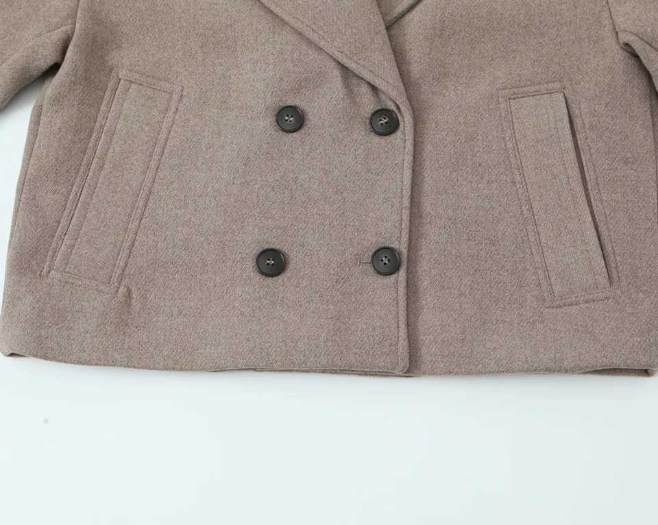 2025 autumn and winter new womens fashion button decoration lapel long sleeved double breasted short coat jacket J251103