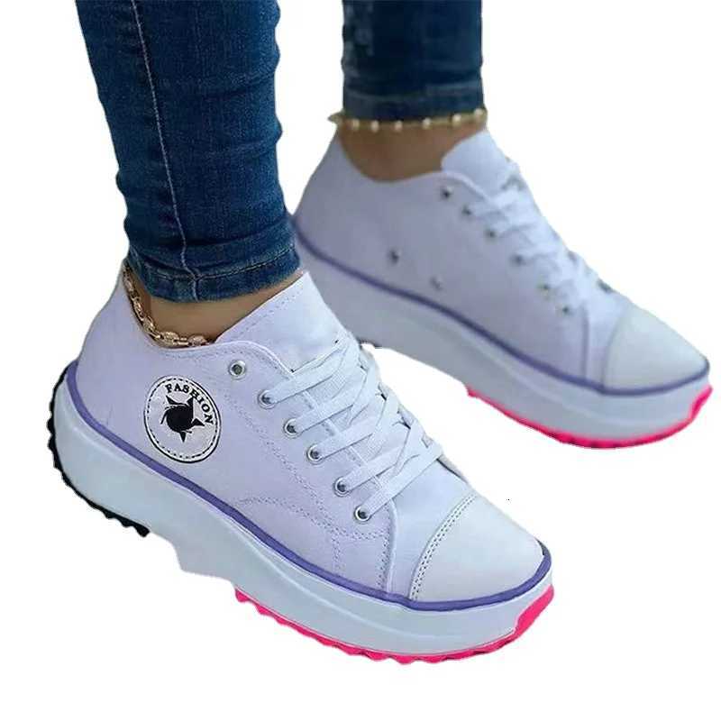 Women Patterned Canvas Sneakers Womens Casual Shoes 2025 Spring Autumn Flat Lace-up Shoes Zapatillas Mujer Chaussure Femme X251104