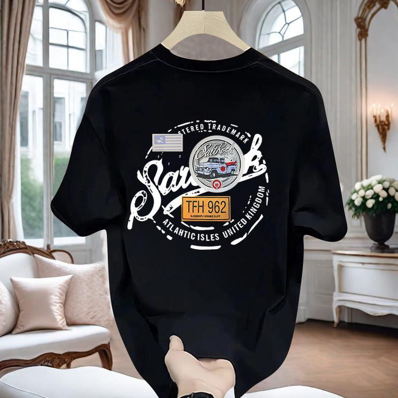 Men's Short Sleeve Designer T-shirt T-shirt 2024 Summer New Men's Trendy Casual Korean Style Pure Cotton Round Neck Printed Short Sleeve T-s