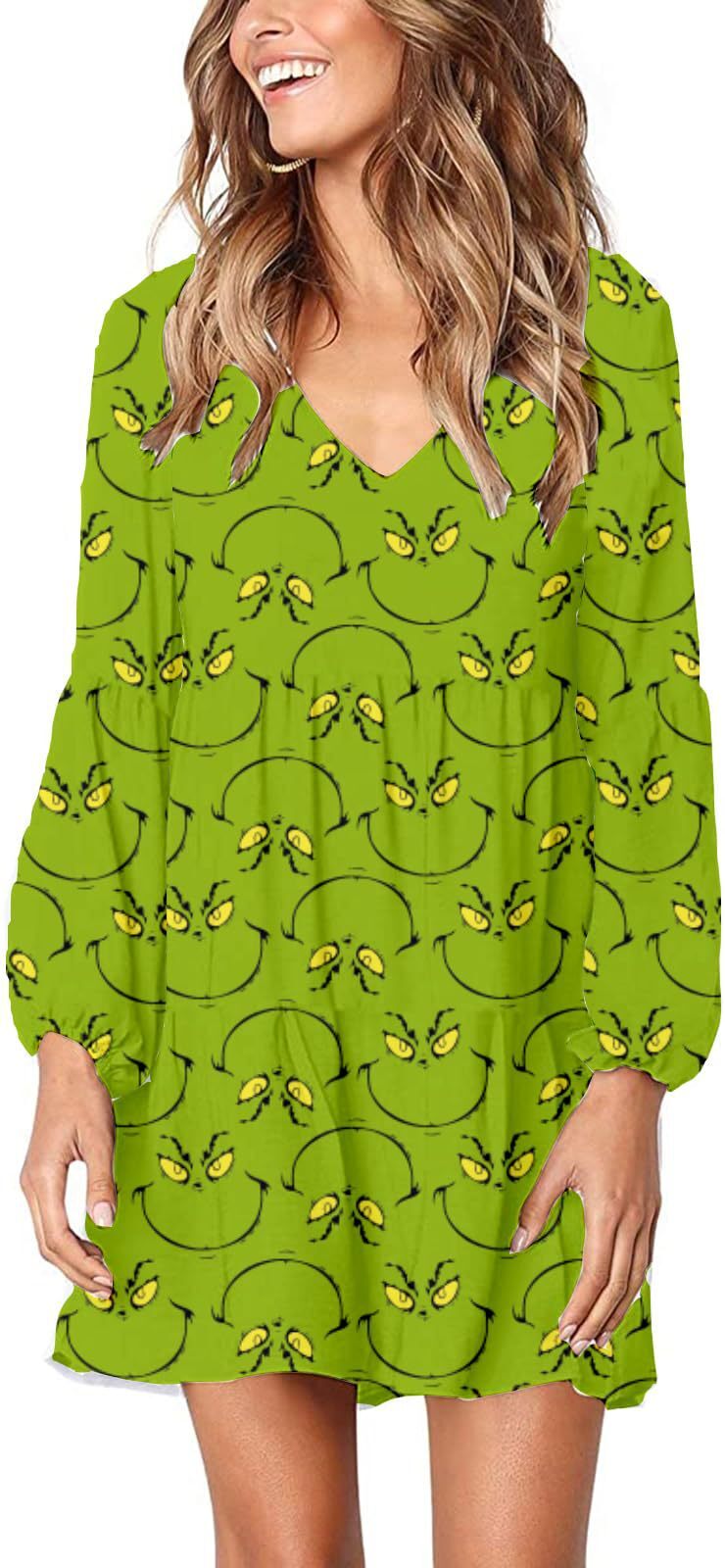 2025 New Fashionable Trendy Casual Loose Long Sleeve Thin Printed Dress for Women