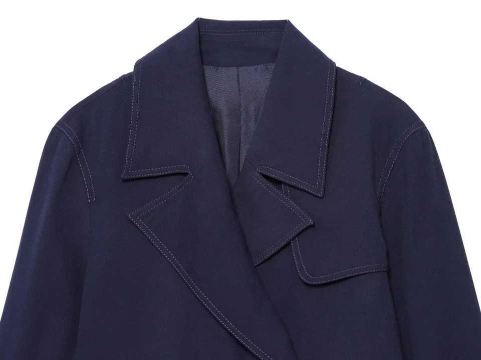 2025 autumn new womens casual fashion simple loose suit collar long sleeve double breasted short jacket J251103