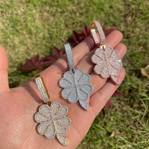 Light Luxury Creative Square Full Diamond Letter Pendant Petal Internet Celebrity Trend Hip Hop Unisex Necklace - view 3