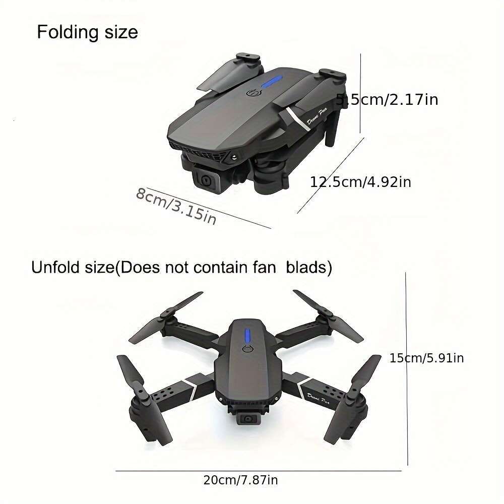 E88 Drone With Screen Remote Control Two Batteries, Dual Cameras, Optical Flow Hover, One Click Takeoff And Landing, 360 ° Stunt Scrolling. Four Axis 