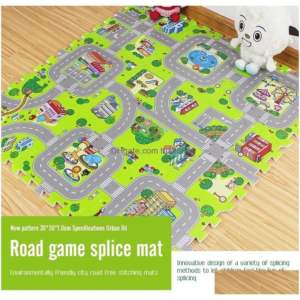 Baby Rugs Playmats Play Mat 9Pcslot Kids Carpet Playmat Children Rug Soft Floor Toys Road Traffic Home Decor Eva Foam Puzzles 24041 Dhcwv S25414