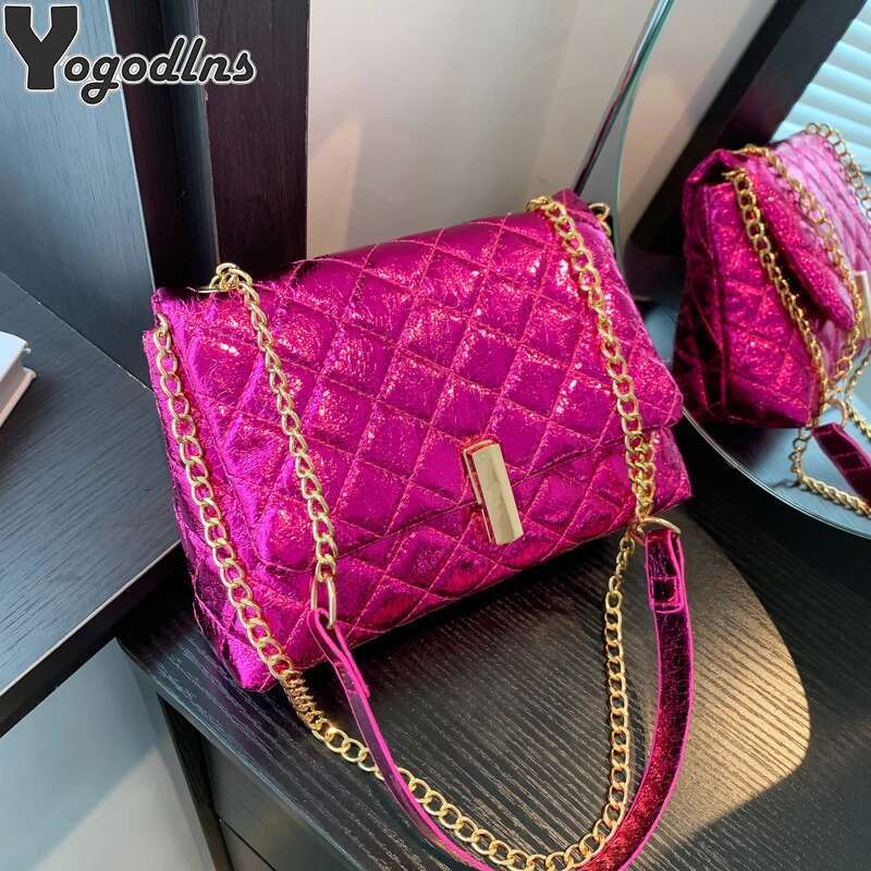 2025 New Laser Design Chevron Quilted Shoulder Designer Women's High Quality Embroidery Thread PU Leather Crossbody Bag2