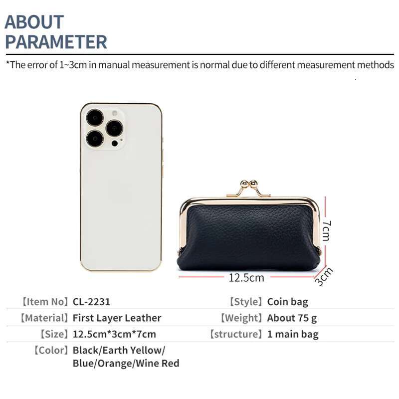 2025 new leather clip wallet, cowhide small wallet, car key clip, lipstick designer, women's headphones storage bag, trendy coin purse2