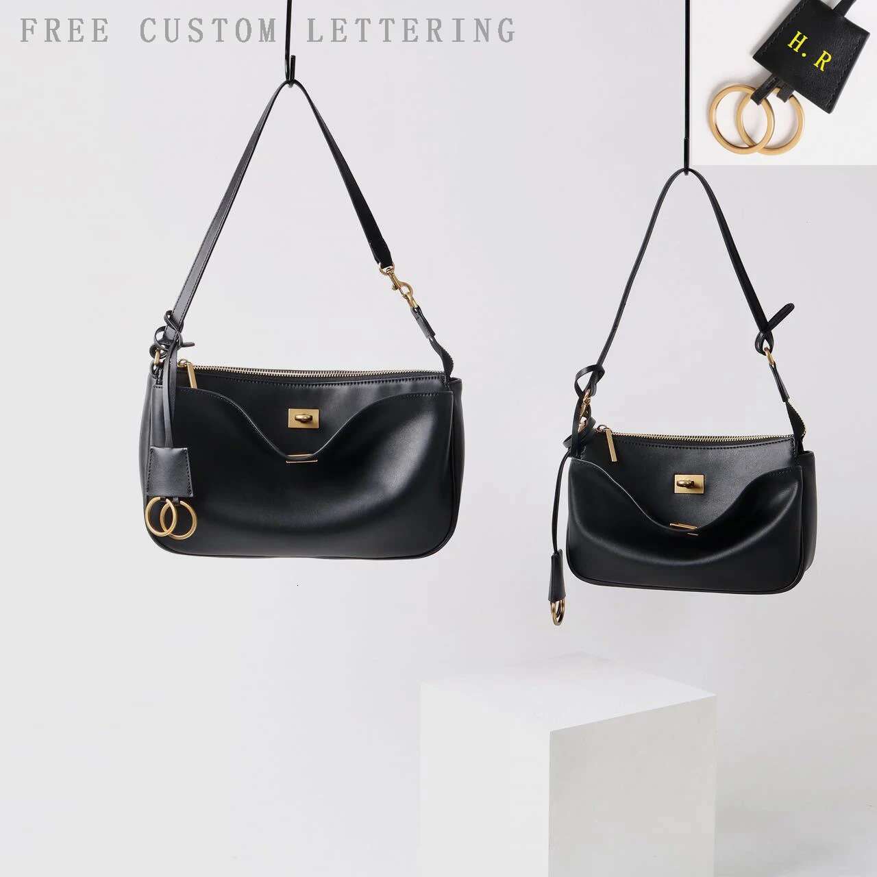 Genuine Leather Underarm 2025 New Design Women's Head Layer Cowhide Crossbody Free Initials Handbag Shoulder Bag