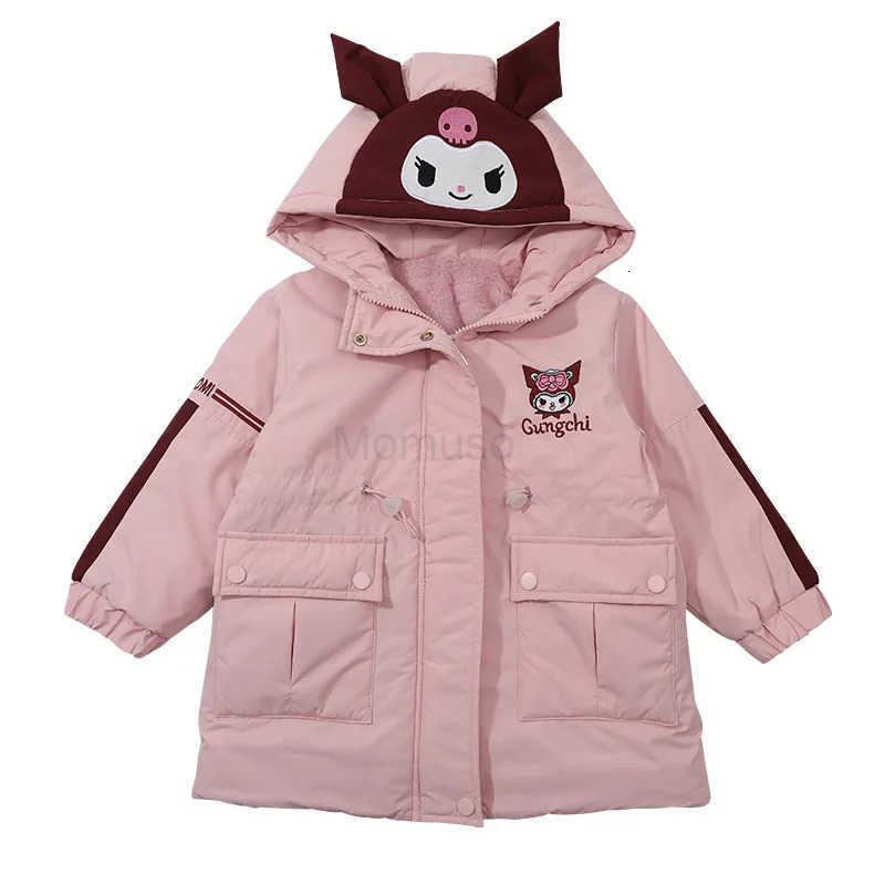 Sanrio Girl Child Cotton Clothes Kuromi Autumn Winter New Velvet Thicken Keep Warm Kawaii Anime Figure Childrens Clothing H251104