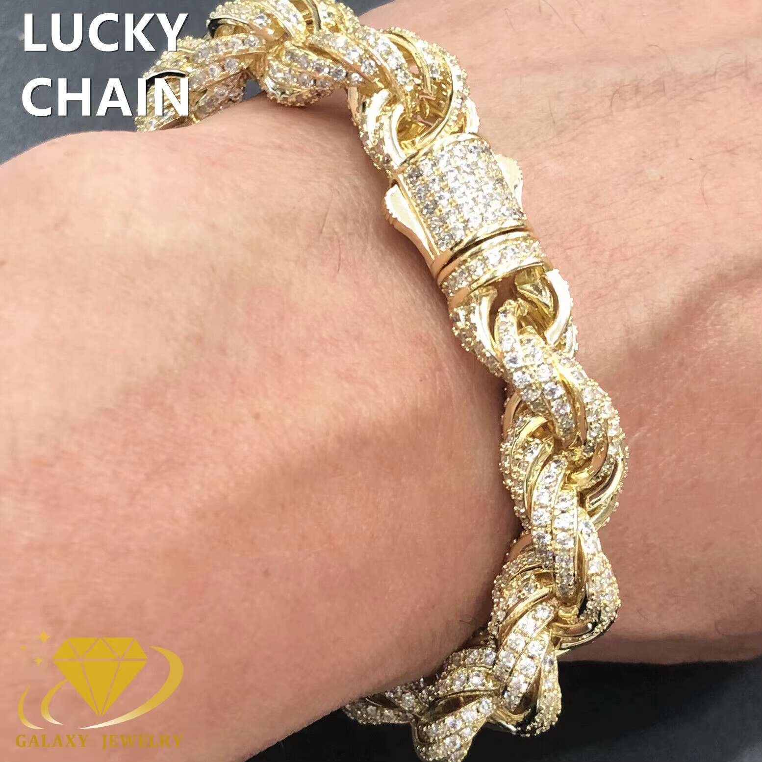 Hip Hop Moissanite Diamond Iced Out 8mm 10mm 12mm Rope Chain Gold Plated Sterling 925 Silver Twisted Cuban Bracelet Necklace