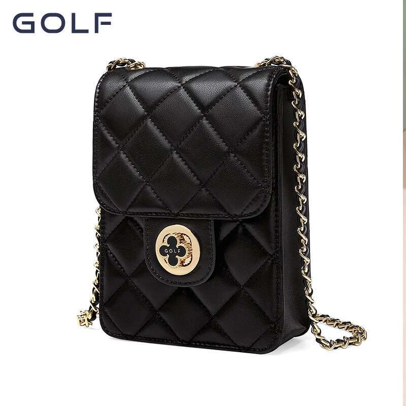 GOLF 2024 New Genuine Leather Mobile Phone Women's Gge Chain Small Square Bag Mini One Shoulder Crossbody