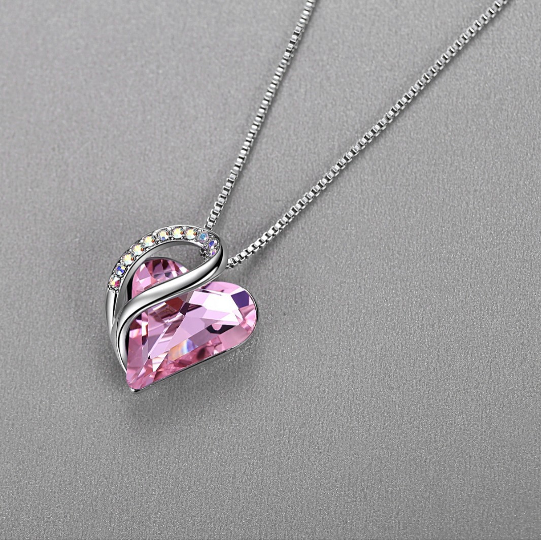 moissanite chain women collarbone designer necklace pendant designer jewlery for women luxury jewelry women Simple Heart shaped Crystal Necklace Penda - view 6