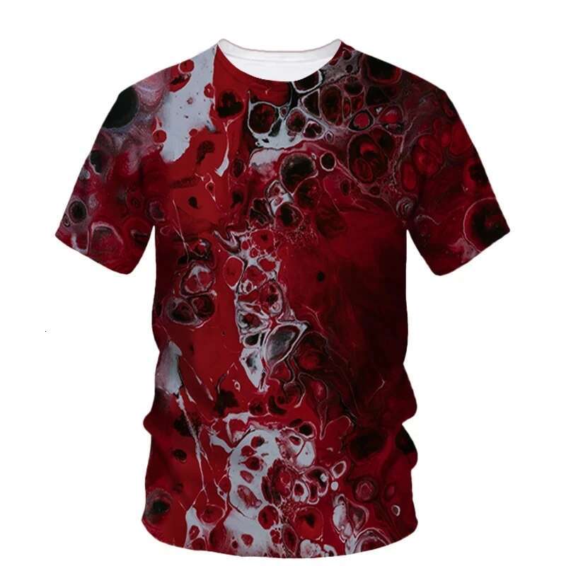 Fun Print Horror Blood hip-hop Summer Men's T-shirt Fashionable And Personalized Pattern Casual Loose O-neck Short Sleeved