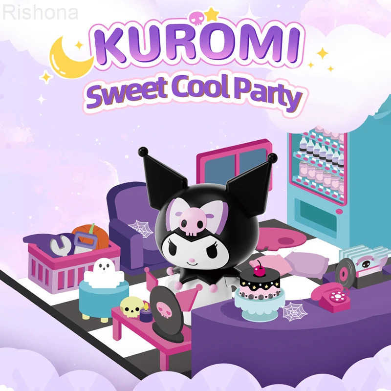 Sanrio Building Blocks Hellokitty Kuromi Bakery Dessert House Ocean Restaurant Shop Model Brick Desktop Display Adult Collection H251104