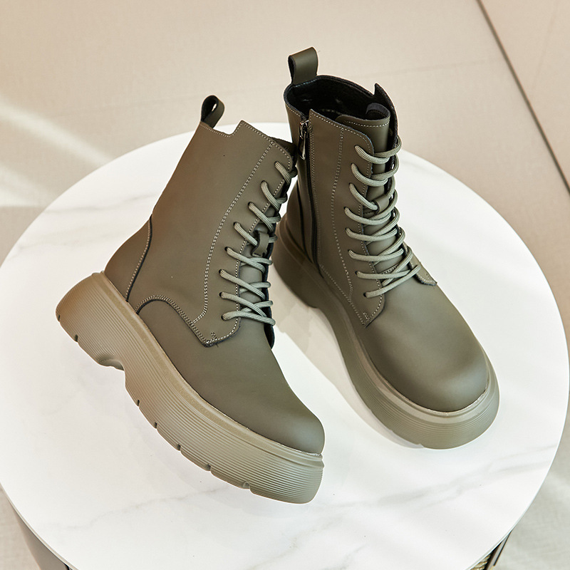 Martin women in the spring and autumn of 2025, new leather British thick soled midsole short for couples, men's motorcycle boots