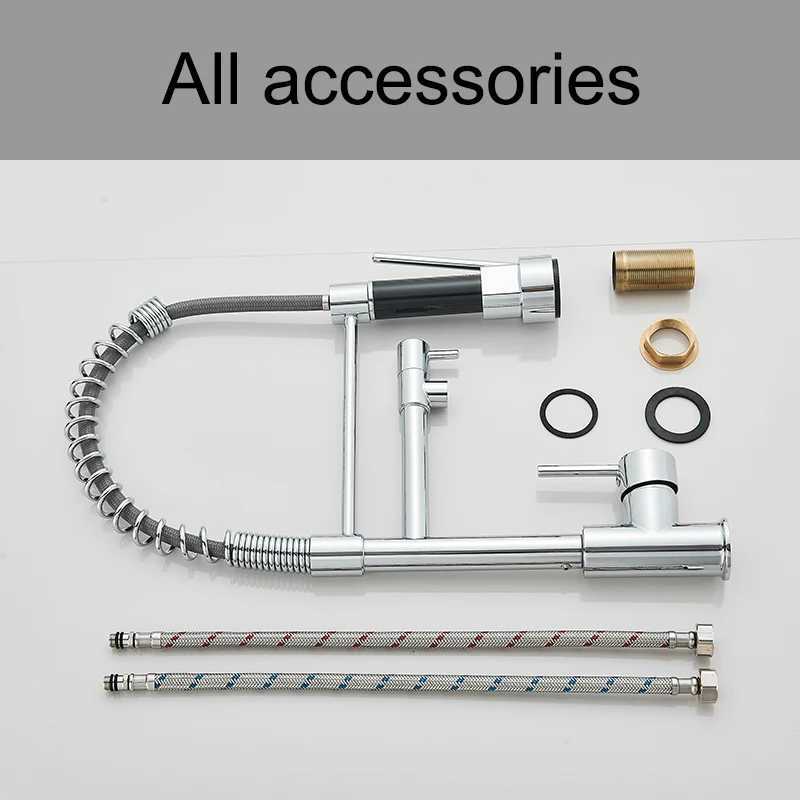 Wanmivezlo Pl Down Kitchen Sink Faucet Hot Cold Water Mixer Crane Tap with Dual Spout 360 Rotation High Faucet Deck Mounted Y251104