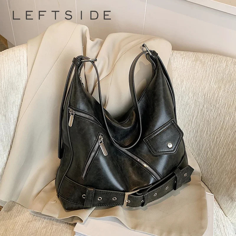 LEFTSIDE PU Leather Retro Belt Cross Body Bag Trend Y2K Handbag Womens Travel Shoulder Bag 250402