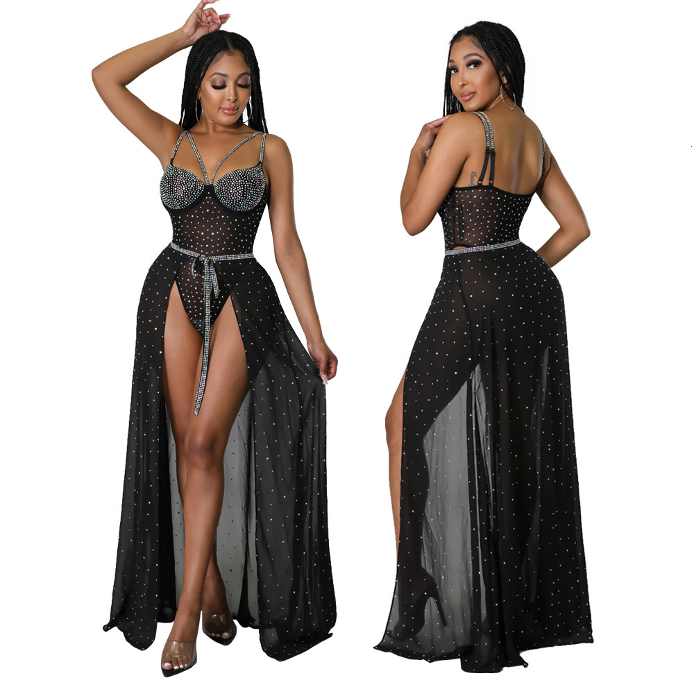 9208 womens hot diamond suit fashion sexy suspender Jumpsuit skirt two piece set