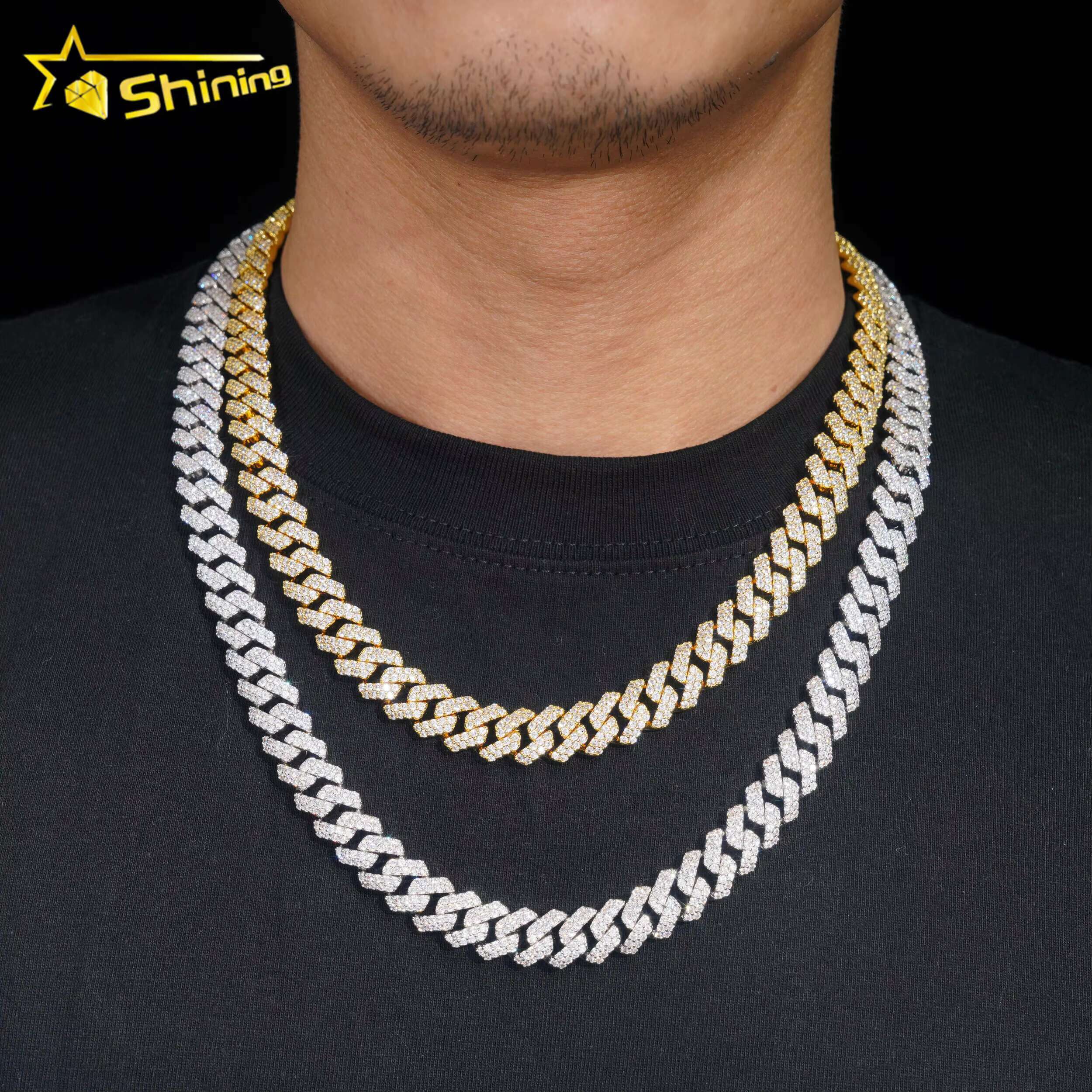 Fashion Jewelry Brass Hip Hop Link Chain Necklace Men Gold Plated 12MM Width CZ Cuban Link Chain
